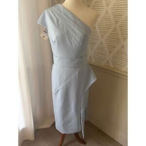 TS Couture Size 8 Medium Blue One Shoulder Cocktail Evening Party Dress NWT